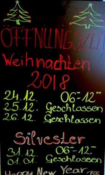 Öffnungszeiten Birchbauer Weihnachten und Silvester